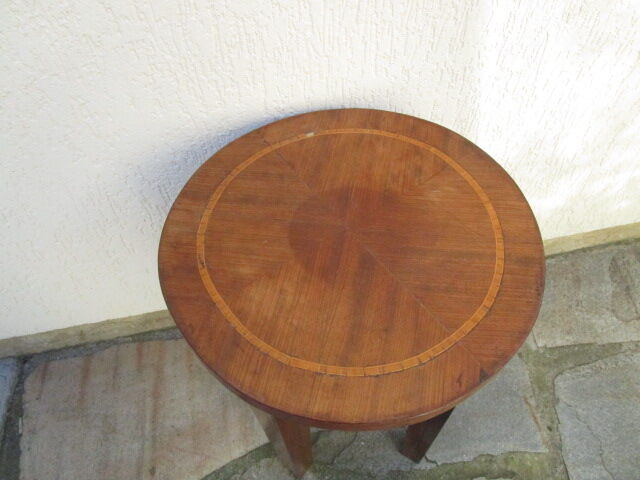 Small pedestal table or antique harness in inlaid wood