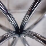 Oval dining table in chrome and smoked glass, 1970.