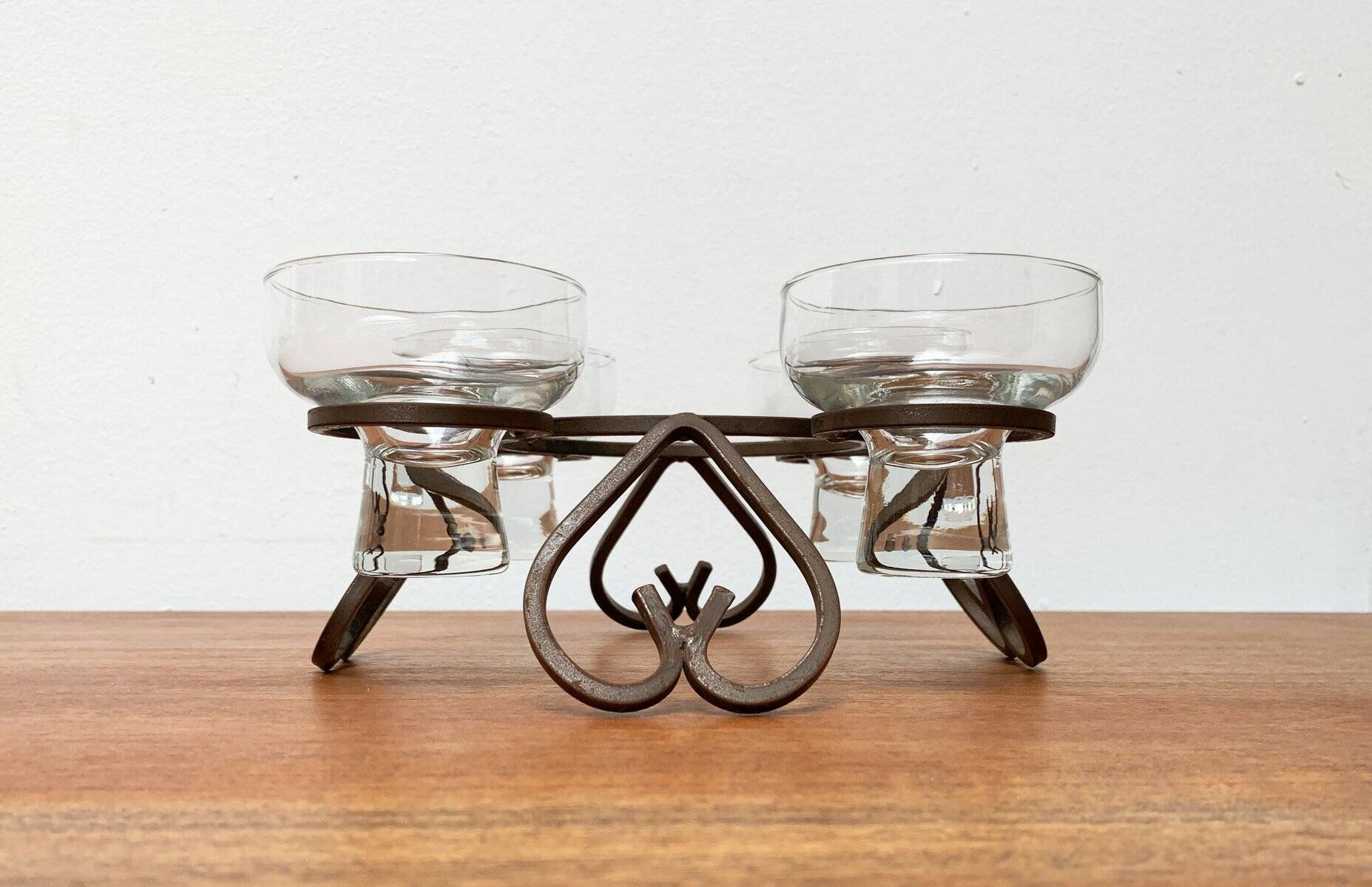 Danish chandelier in metal and glass, 1960s