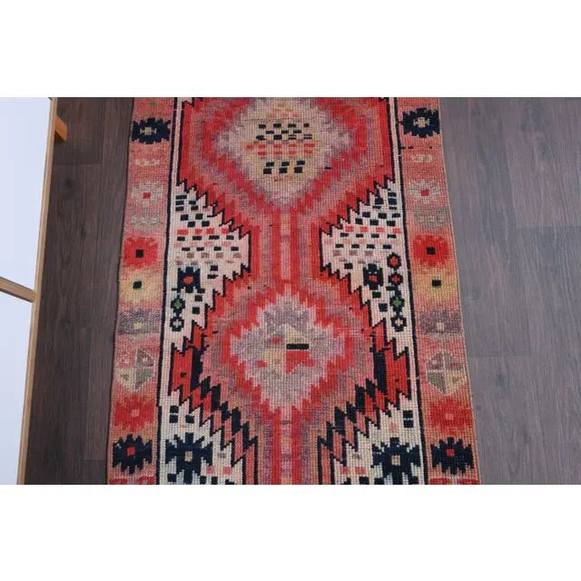 Vintage Turkish Oushak handmade wool runner 81x313