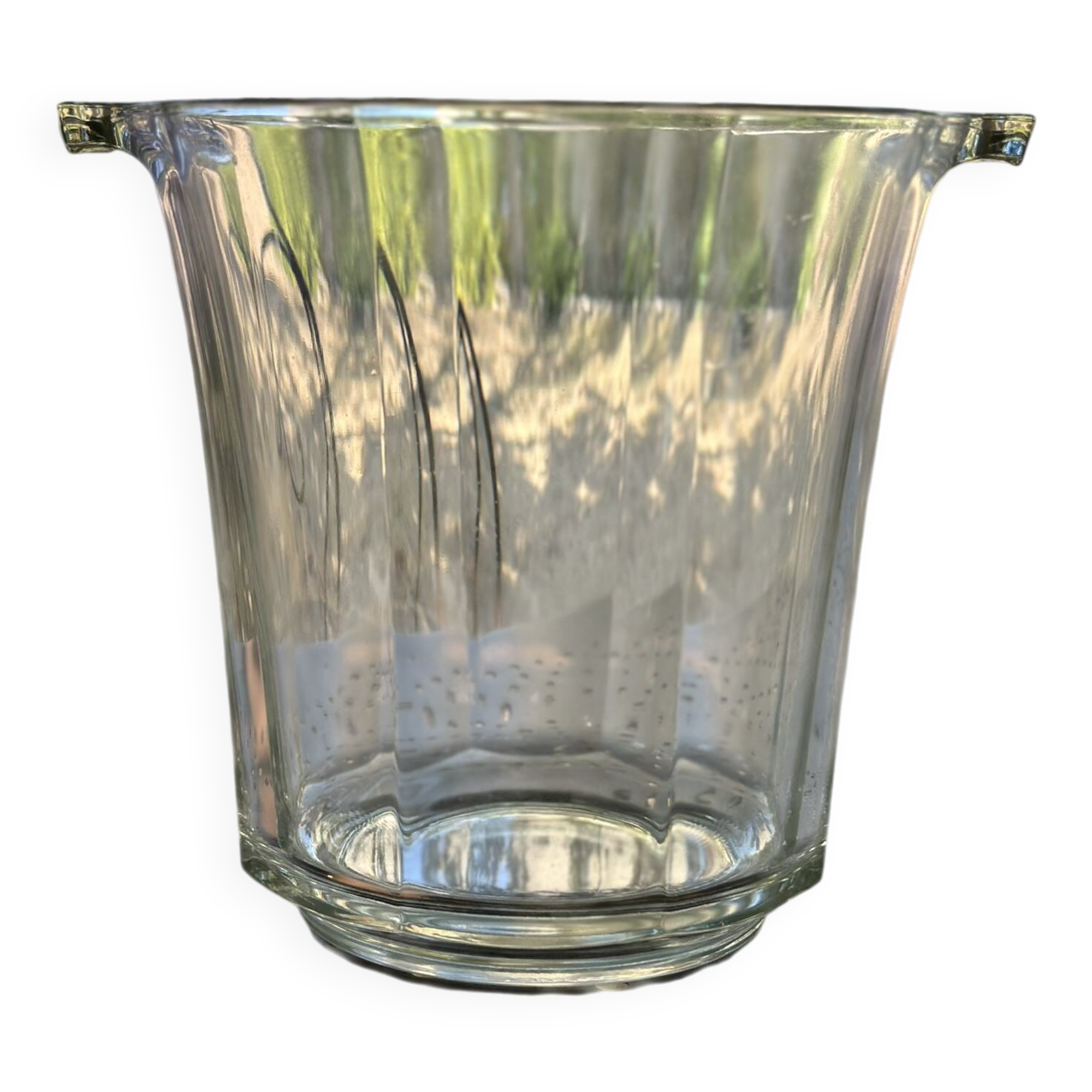 Vintage ribbed glass champagne bucket