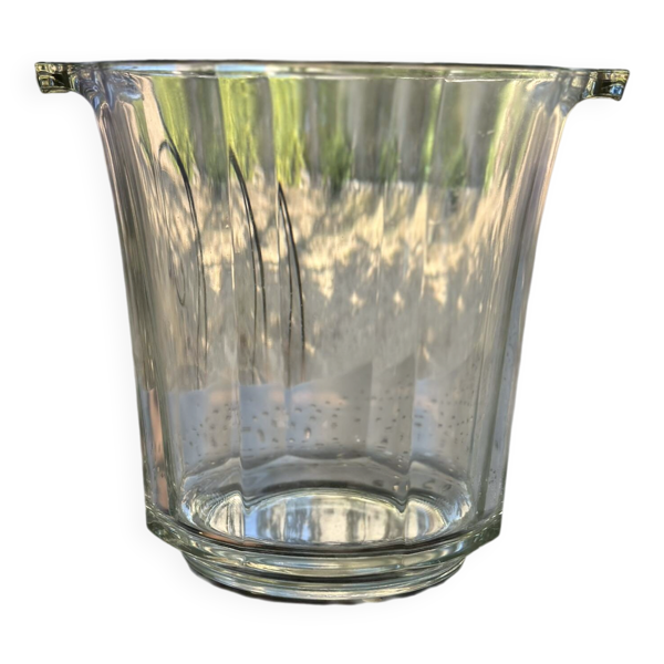 Seau à champagne vintage en verre moulé à côtes