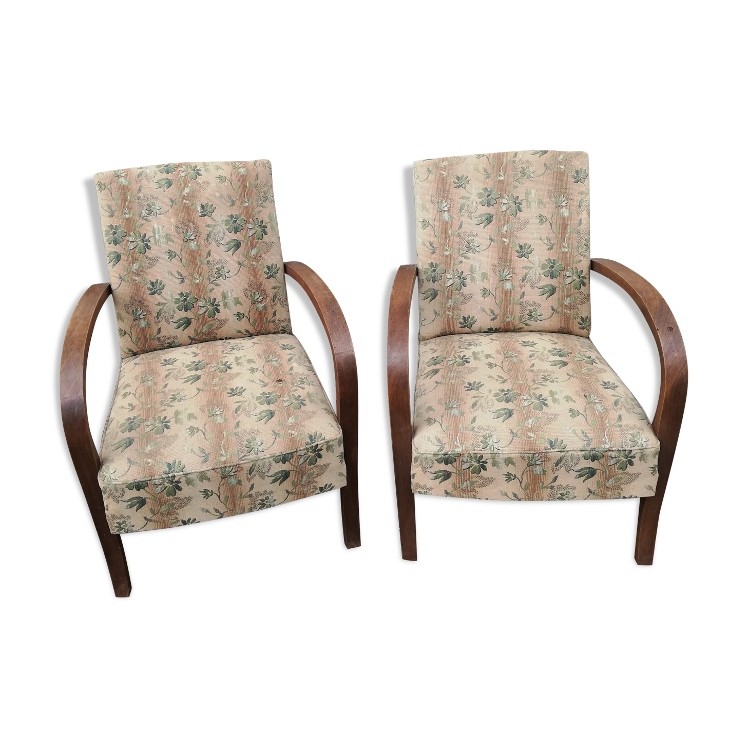 Paire de fauteuils années 50 tissu fleuri