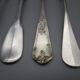 Set of 6 mismatched old silver metal forks for a chic table