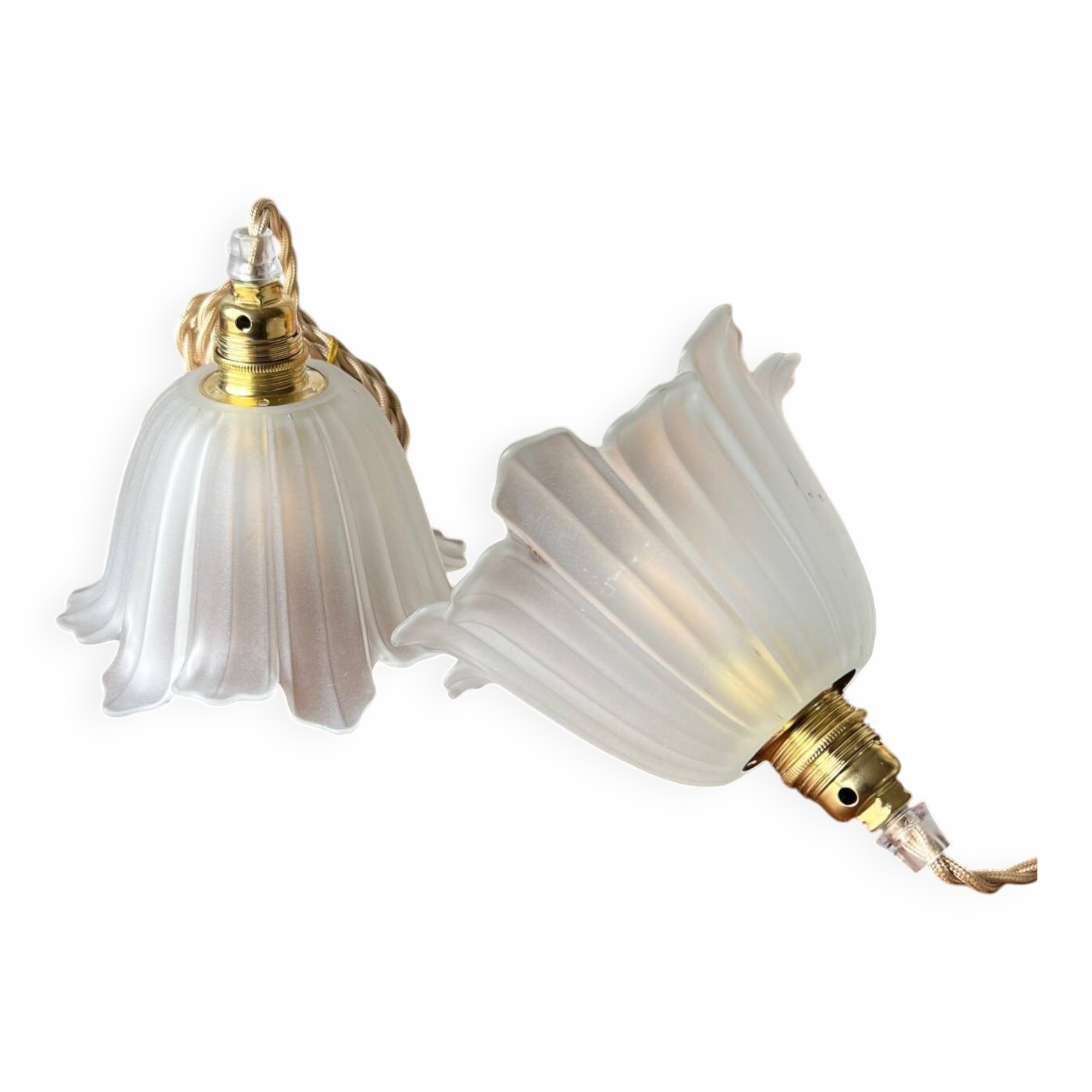 Duo of vintage “tulip” portable lamps