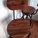 Set of two bar stools in wood and metal, industrial style.