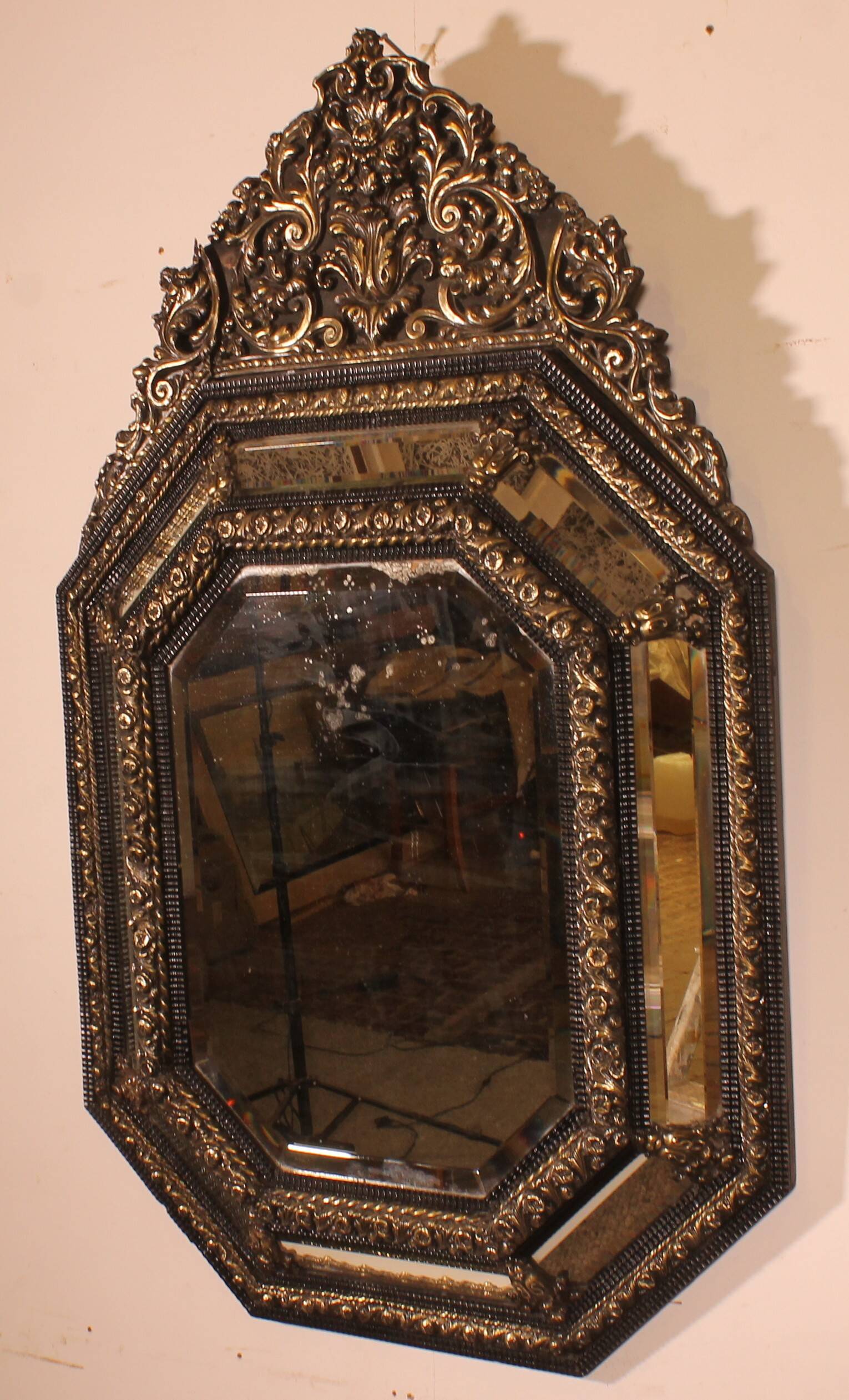 Grand Miroir à parcloses du 19° siècle -Pays Bas