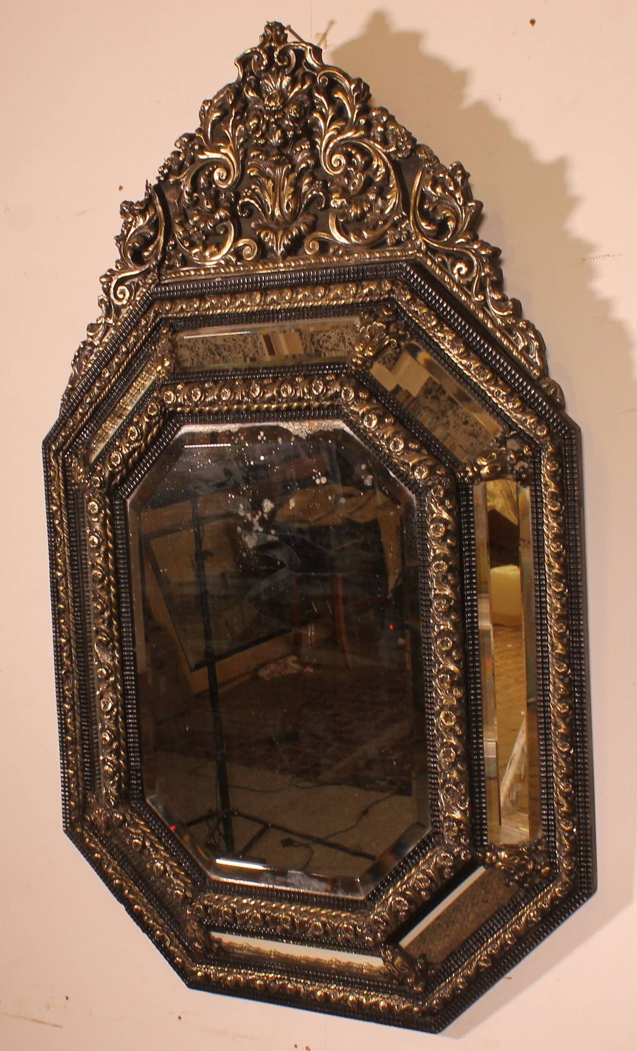 Grand Miroir à parcloses du 19° siècle -Pays Bas