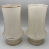 Pair of vases in opaline decoration of motifs of garlands, edges of gold, xixth