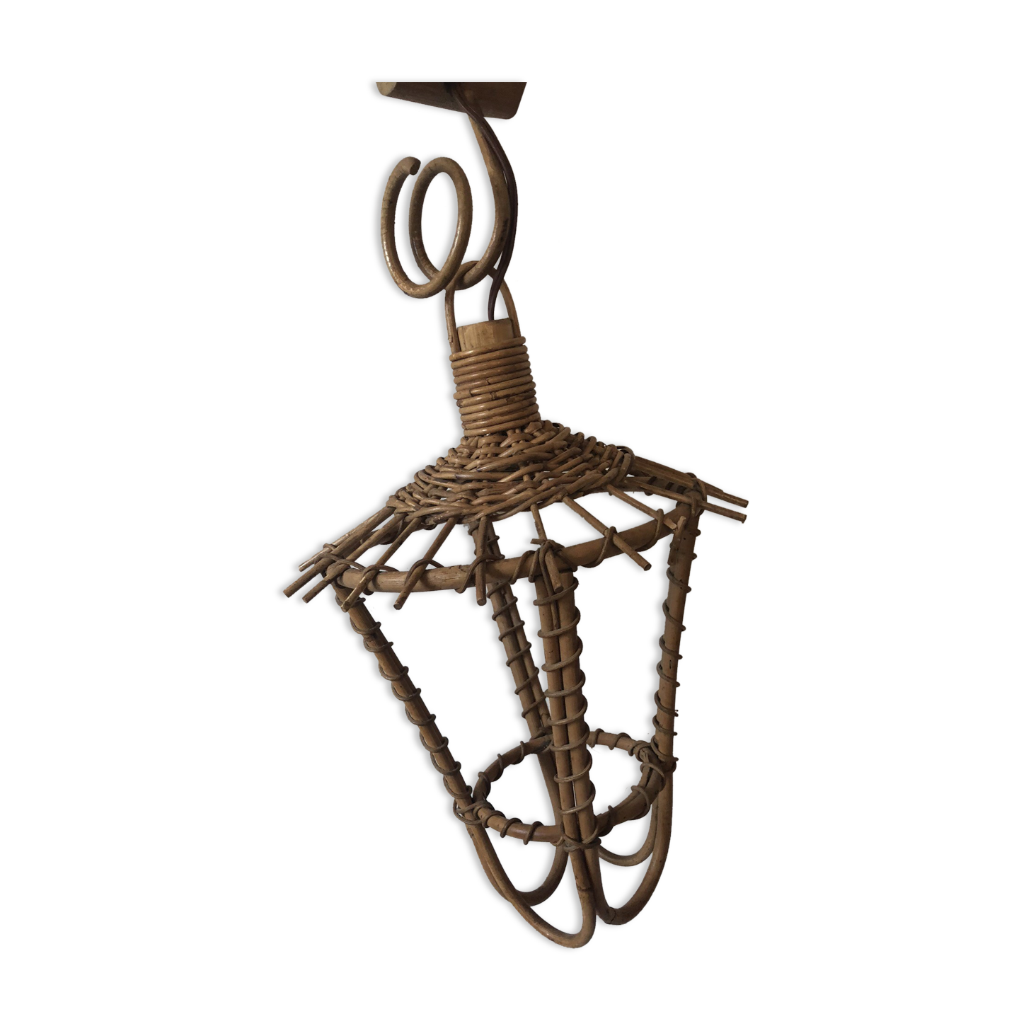 Cage shape wall lamp rattan material