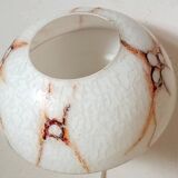 70s Pendant Light White Opaline Frosted and Marbled Effect Height 120 cm