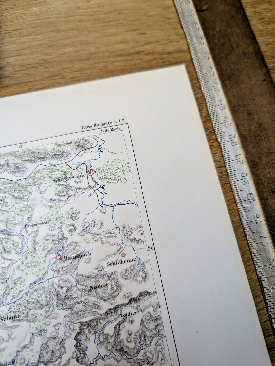 Dresden and Saxon Switzerland, original map printed in 1879.