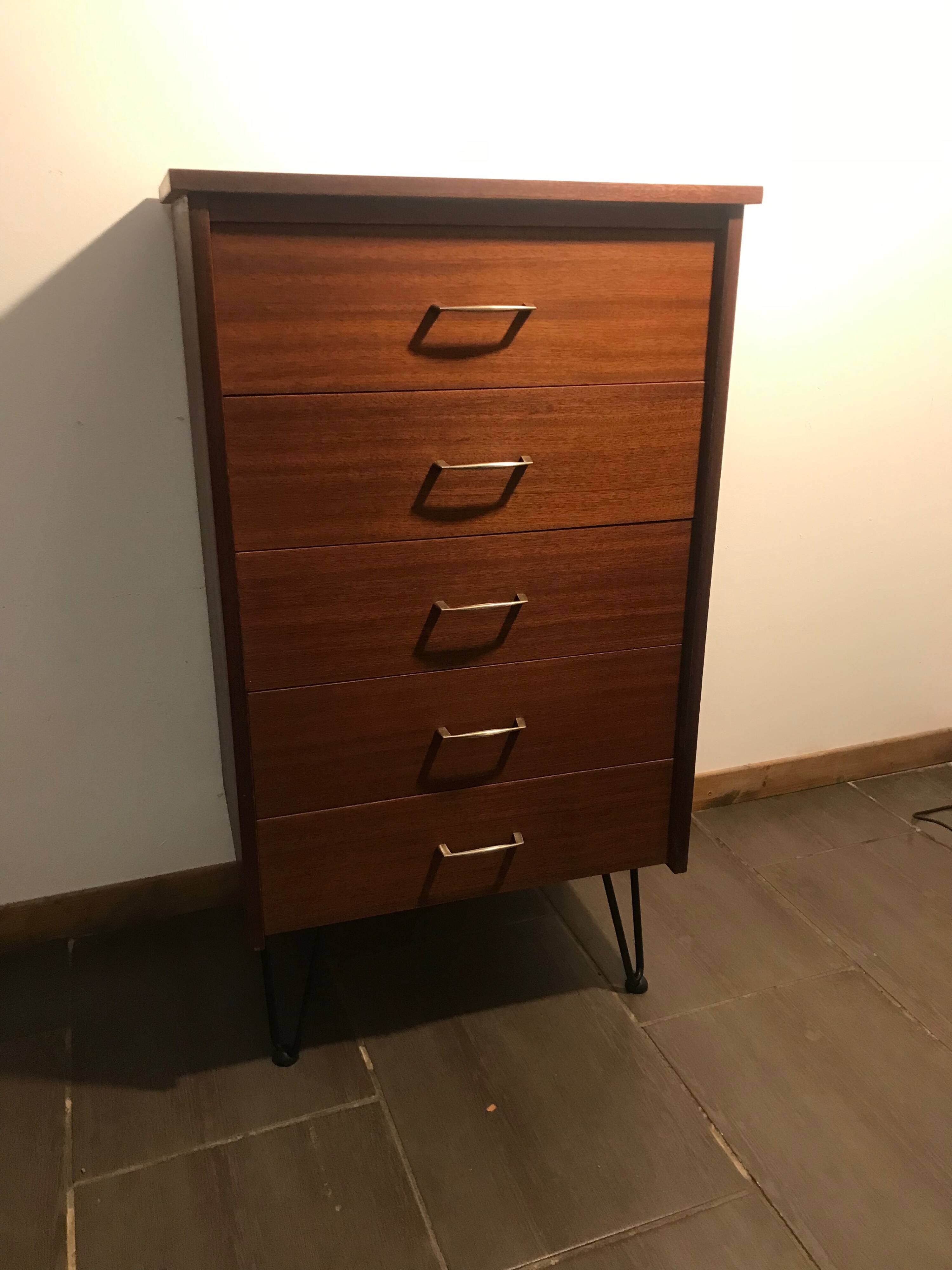 commode 5 tiroirs en teck 1960