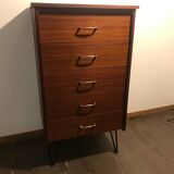 5 drawer teak chest of drawers 1960