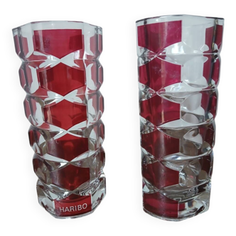 Pair of Luminarc Windsor Durand vases - including one advertising Haribo