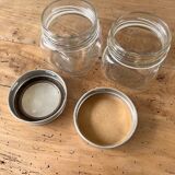 Set of 2 antique jars with aluminum lids