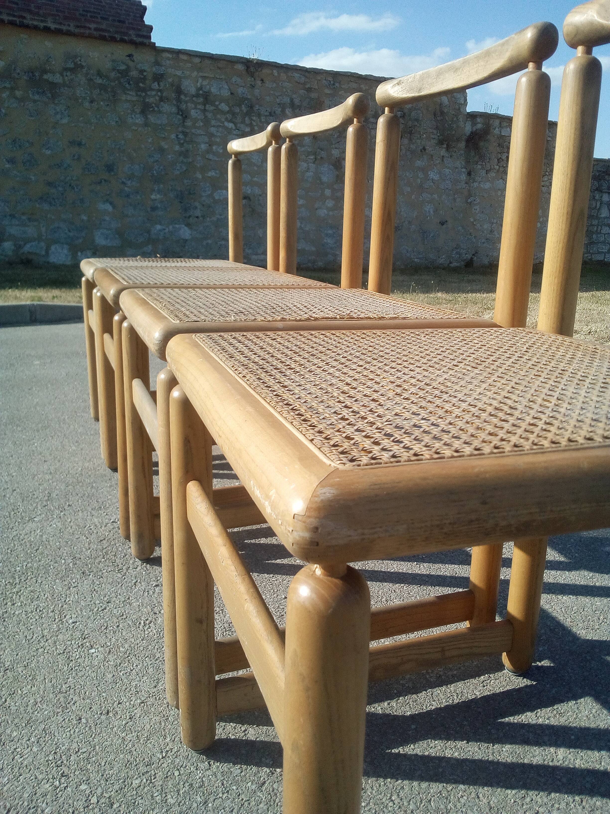 Series of 4 chairs with new canning