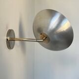 Vintage adjustable brushed metal and brass wall light, France 1970