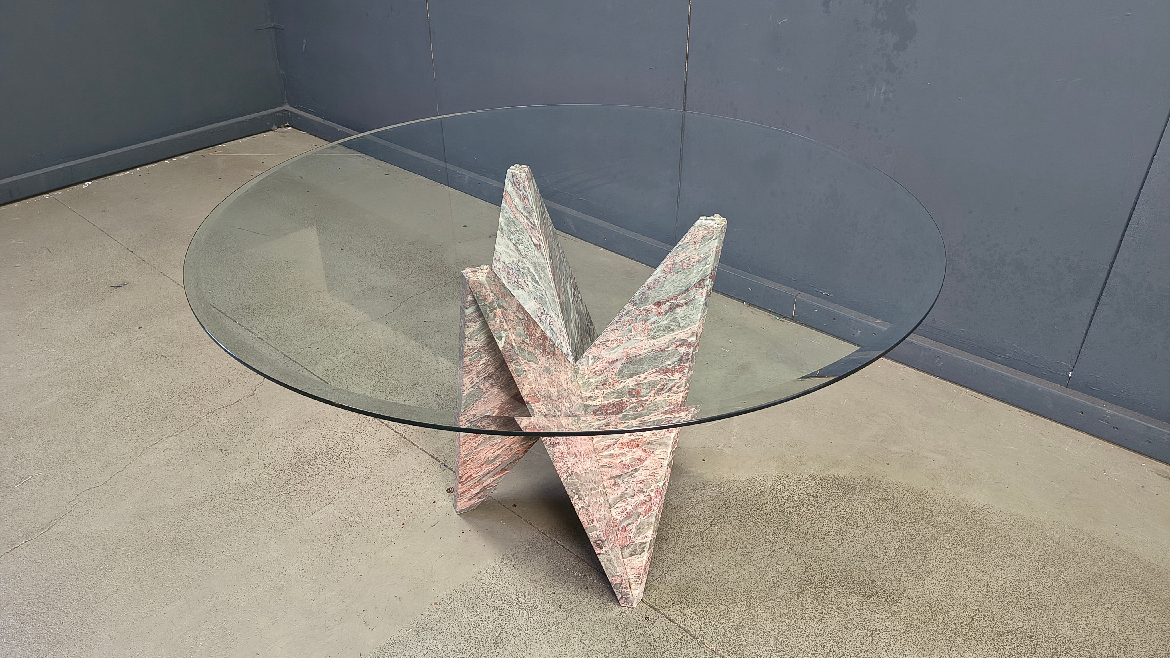 Architectural marble and glass dining table, 1970s
