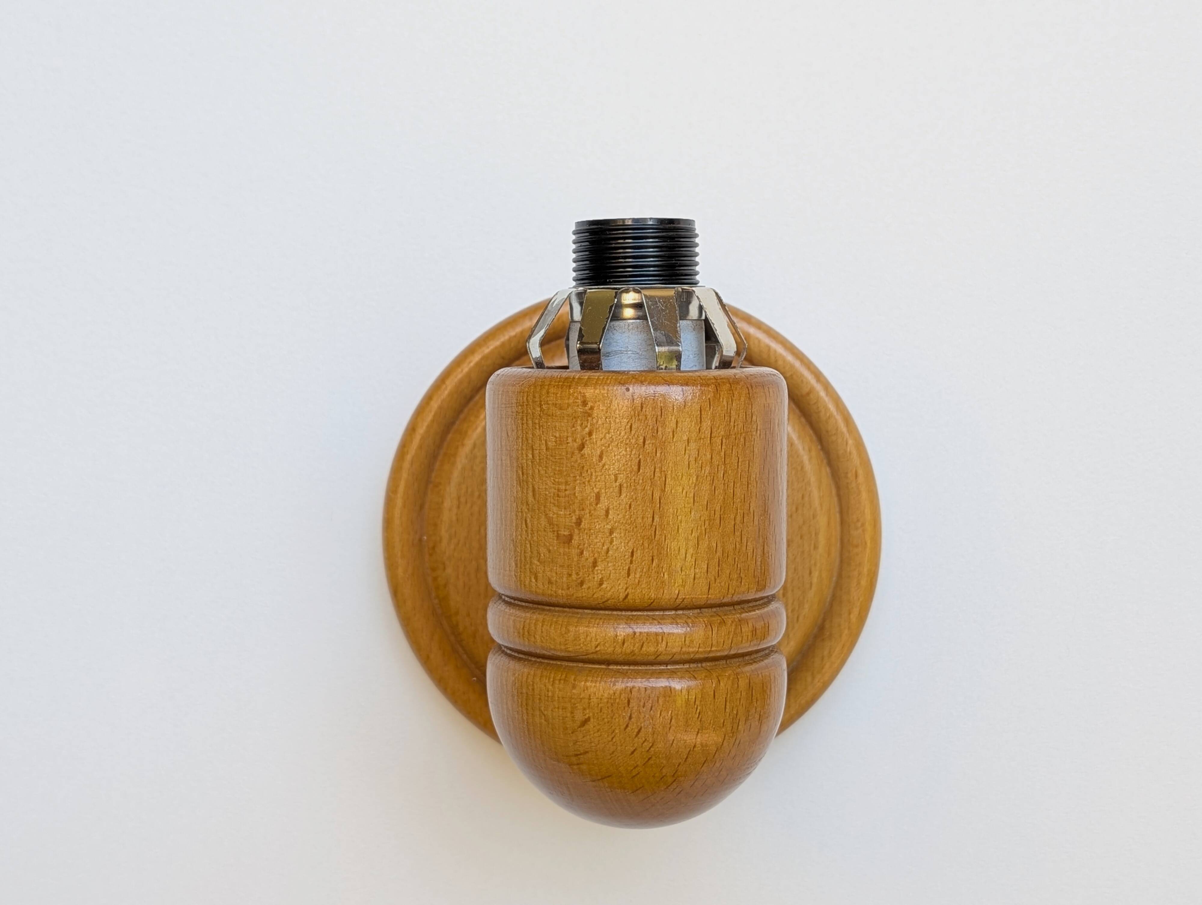 Pair of pine and opaline wall lights