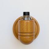 Pair of pine and opaline wall lights