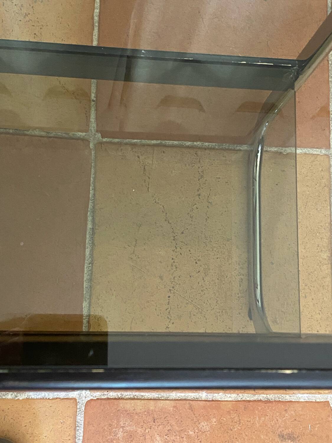 Serving trolley, side table, chrome metal and smoked glass, 1970s