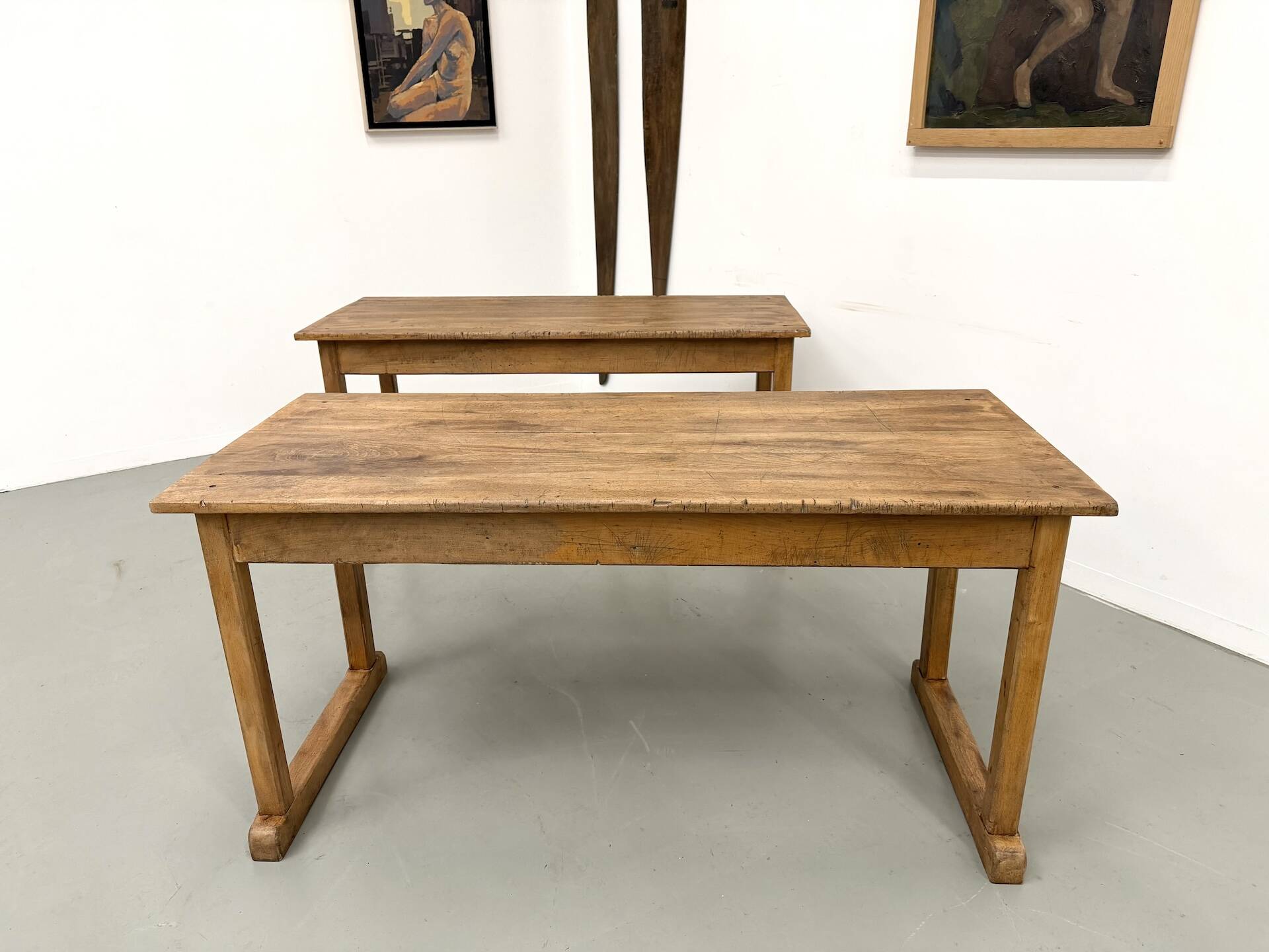 Pair of Vintage Community Tables in Solid Beech