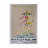 Pablo picasso: homage to rené char - signed lithograph (musée céret, 1969)