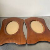 Pair of antique  identical art deco mahogany wooden frames measurements each  25 cm x 17.5 cm  convex glasses