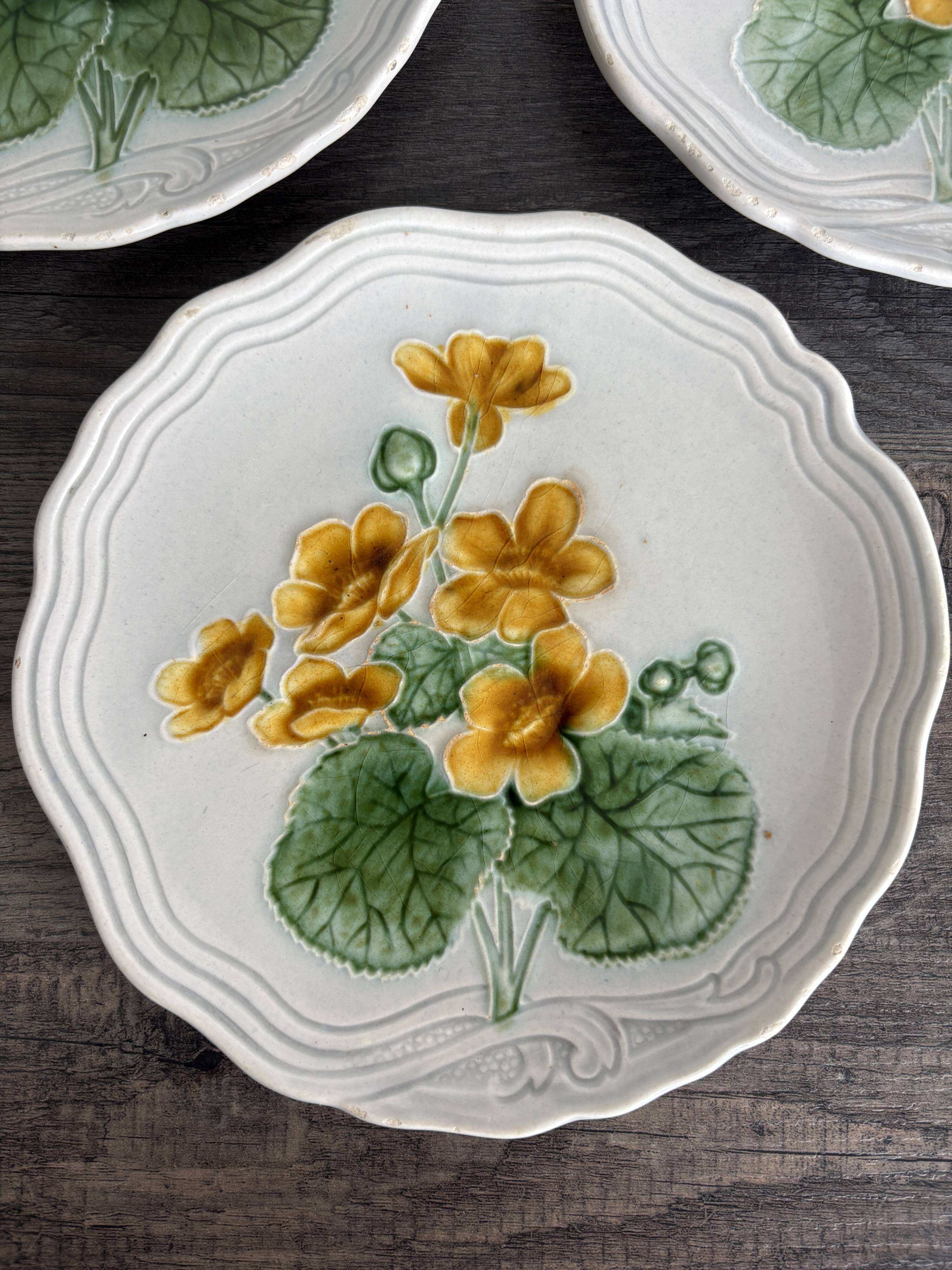 Set of 3 Small Barbotine Plates Villeroy & Boch Schramberg