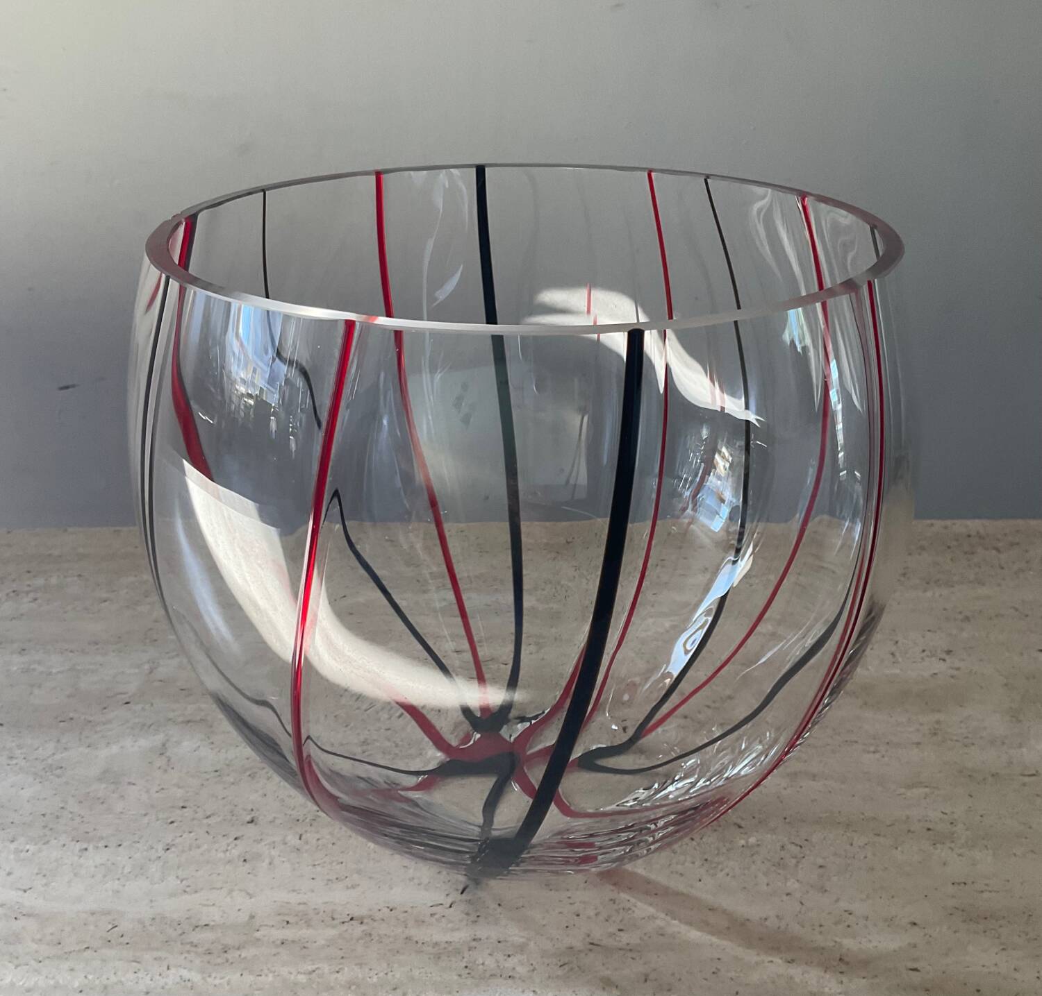 Vintage ball vase in blown glass and glass paste