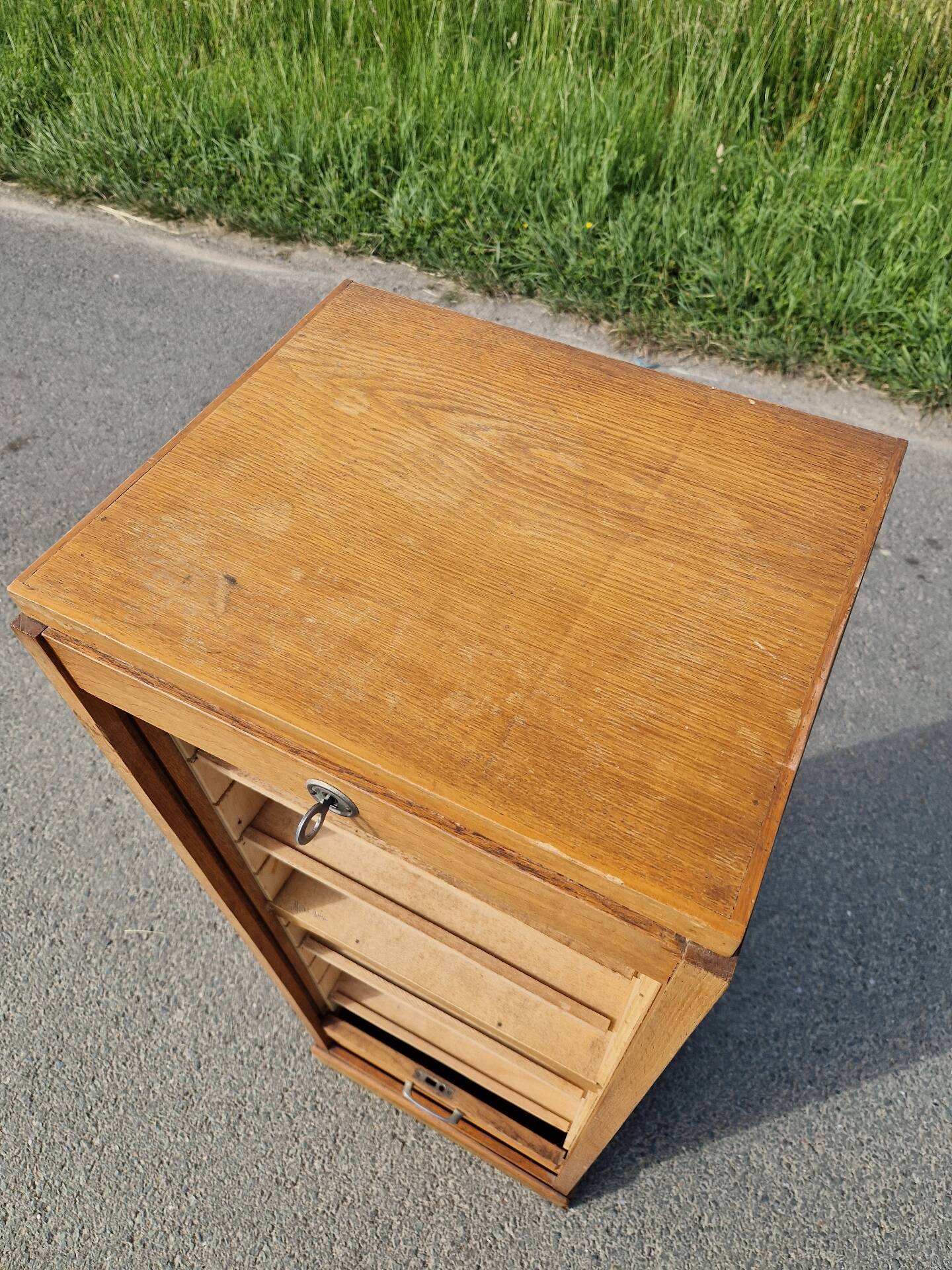 Art Deco filing cabinet with curtain 120 cm