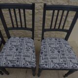 4 Chaises de style Louis XVI de couleur noir effet vieillies , Totalement relookée
