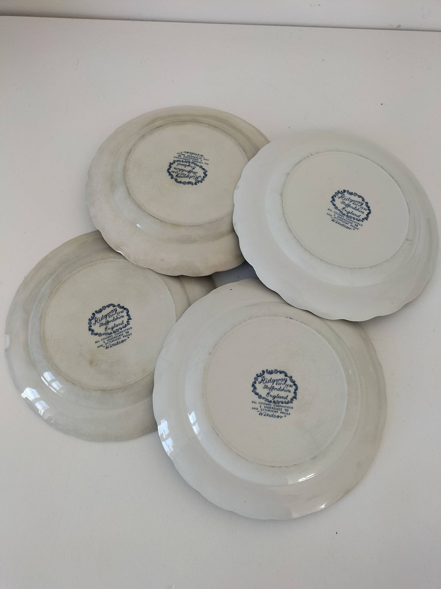 4 Ridgway Windsor Blue English Dessert Plates – Staffordshire