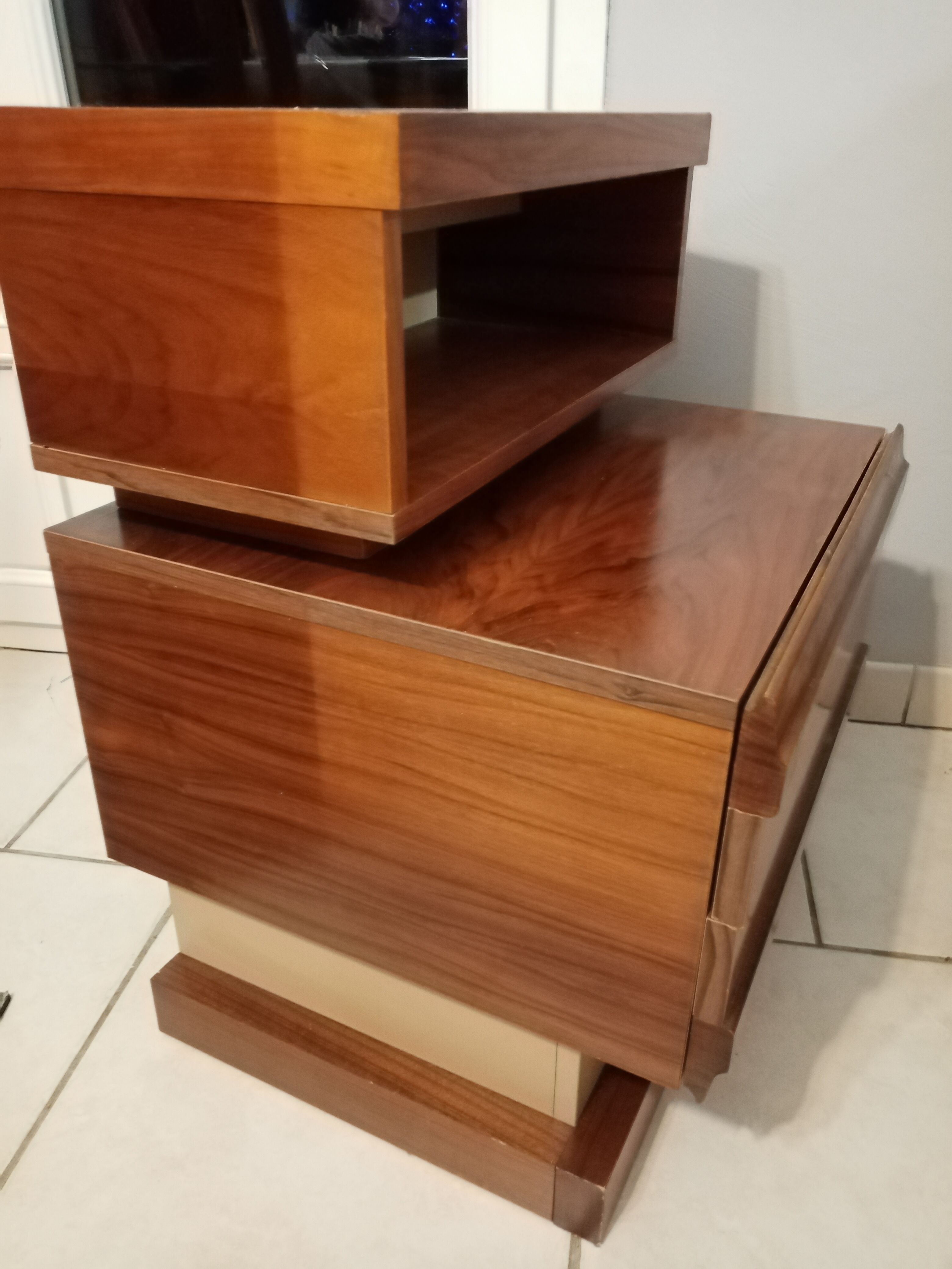 Pair bedside Scandinavian vintage teak year 70 SIMAT DUBINSKI