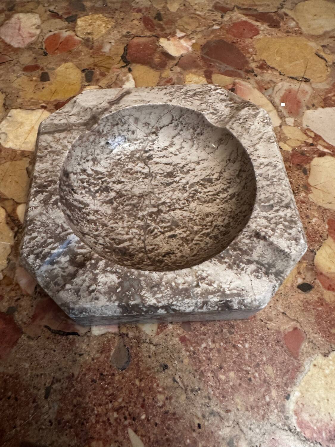 Ashtray, grey-beige marble catchall.