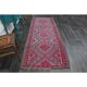 1970s Vintage Turkish Oushak Handmade Wool Cotton Purple Runner Rug 108x292