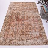5x8 Peach Orange Handmade Wool Vintage Rug, 144x234Cm