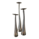 Trio of vintage cast aluminum candlesticks