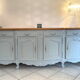 Louis XV buffet in grey patinated solid cherry wood in the Gustavian style.