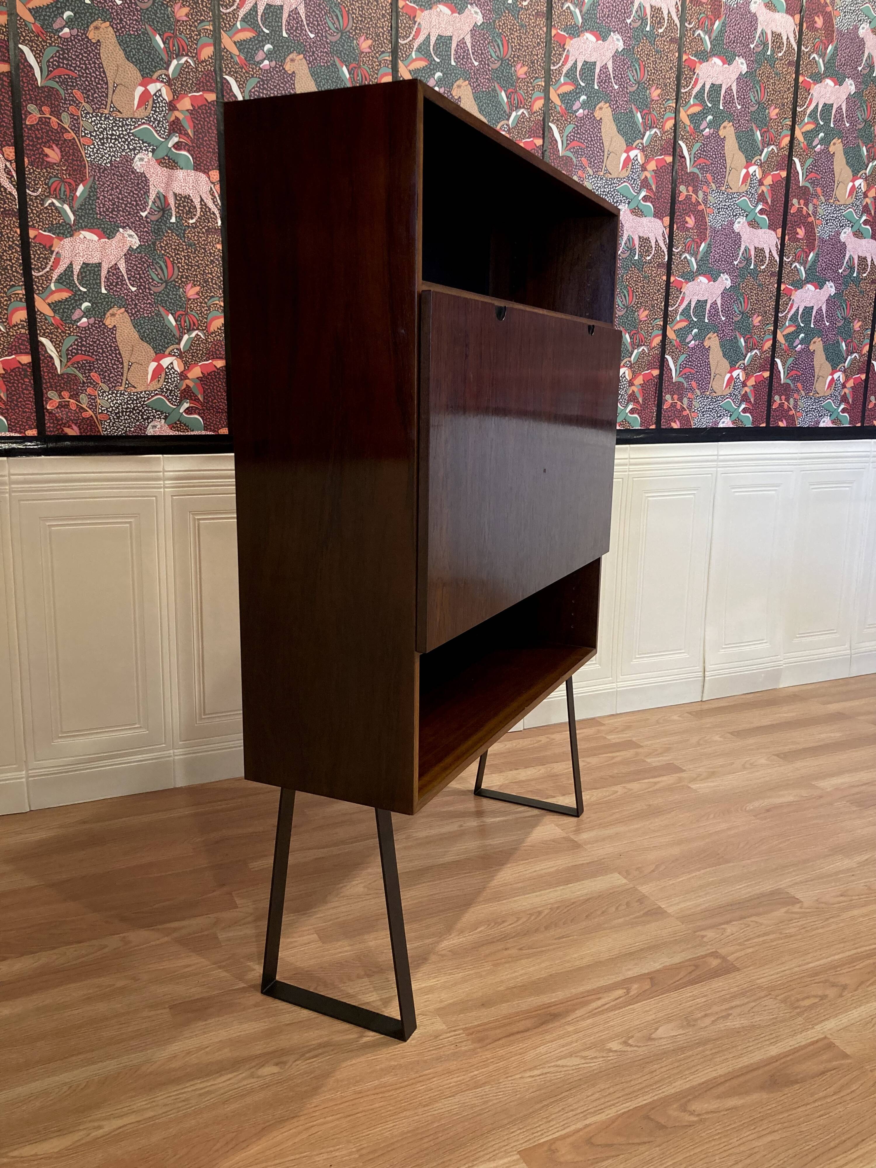 WALL MOUNTED ROSEWOOD DESK SCANDINAVIAN DESIGN.
