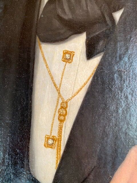 Ancient painting , portrait of a man signed A Delmére and dated 1845