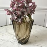 Smoked glass vase 70s