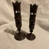 pair of wooden candlesticks