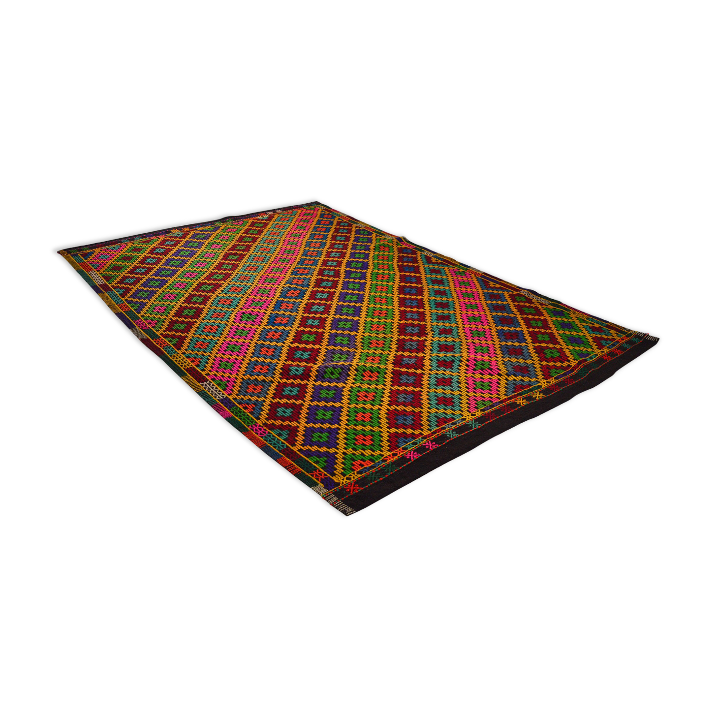 Anatolian handmade kilim rug 290 cm x 199 cm