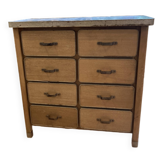 Pomax wooden and zinc drawer sideboard