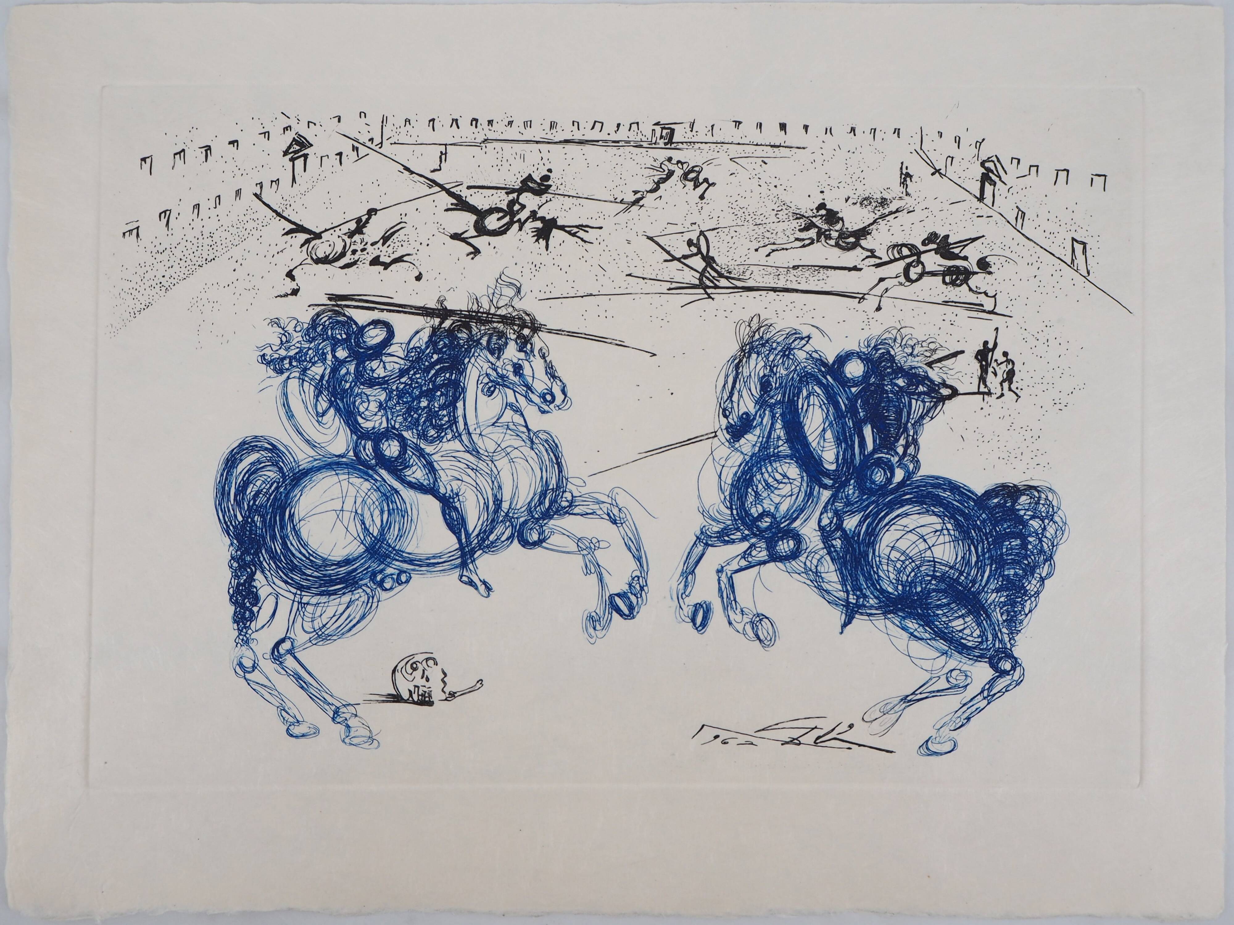 Salvador Dali: The Blue Riders, original signed etching