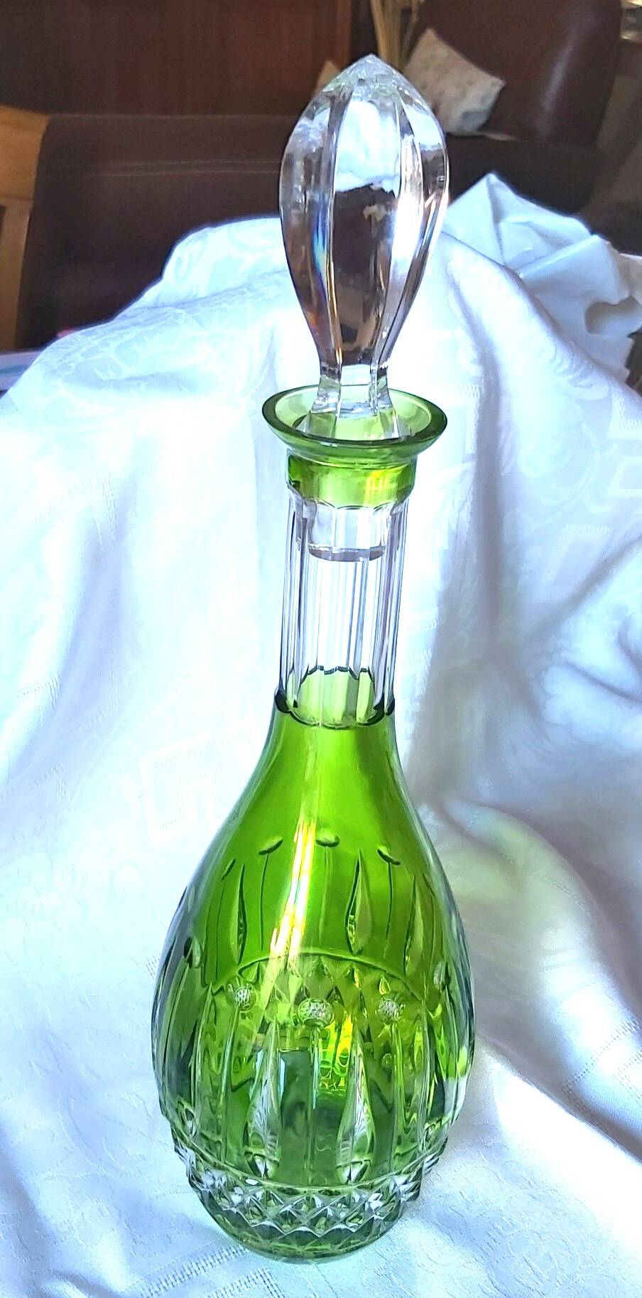 Green Baccarat cut crystal carafe