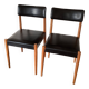 Set of 2 Scandinavian chairs, black leatherette, vintage