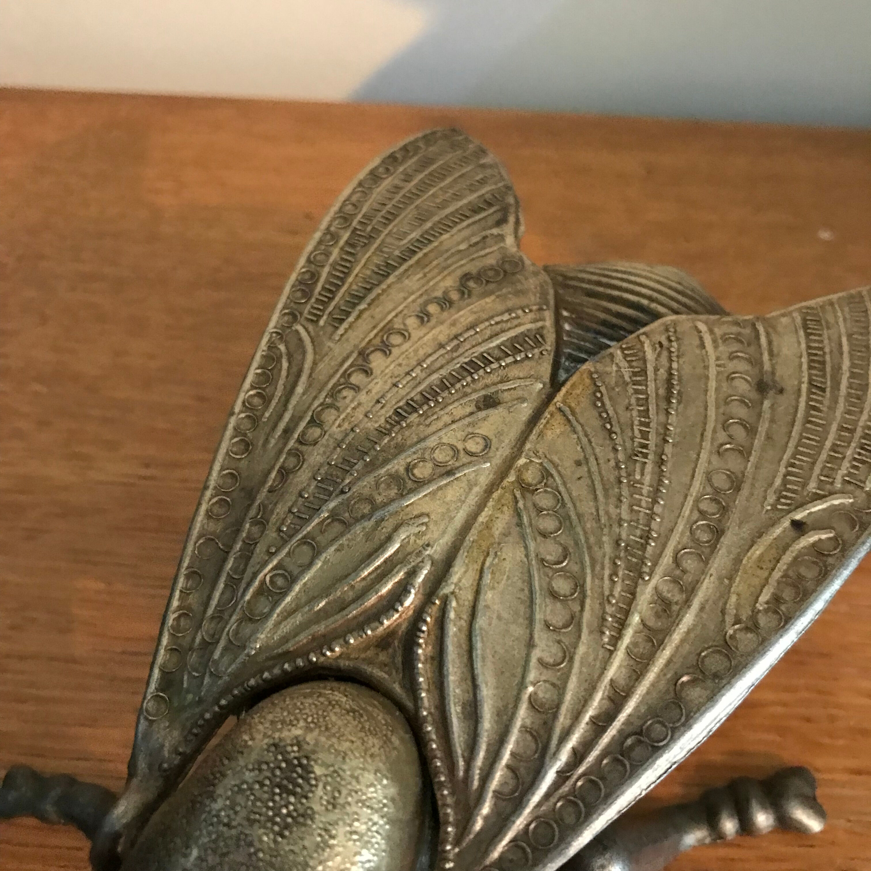 Vintage insect ashtray in gold metal